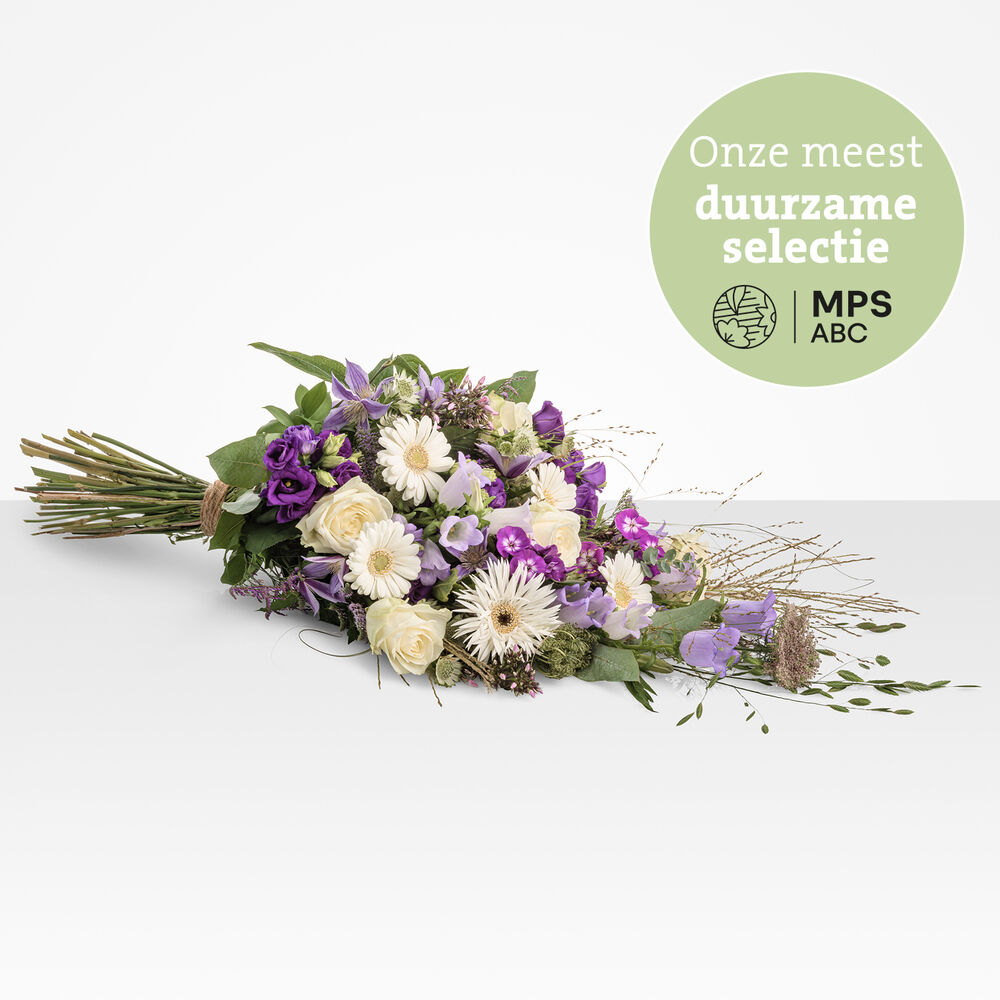 Green approved pastel funeral bouquet