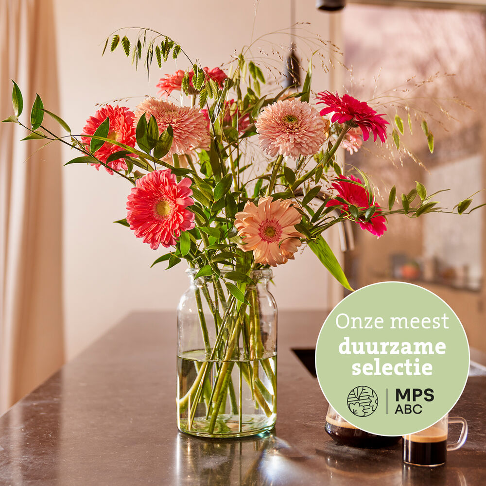 Groen Gekeurd gerbera boeket
