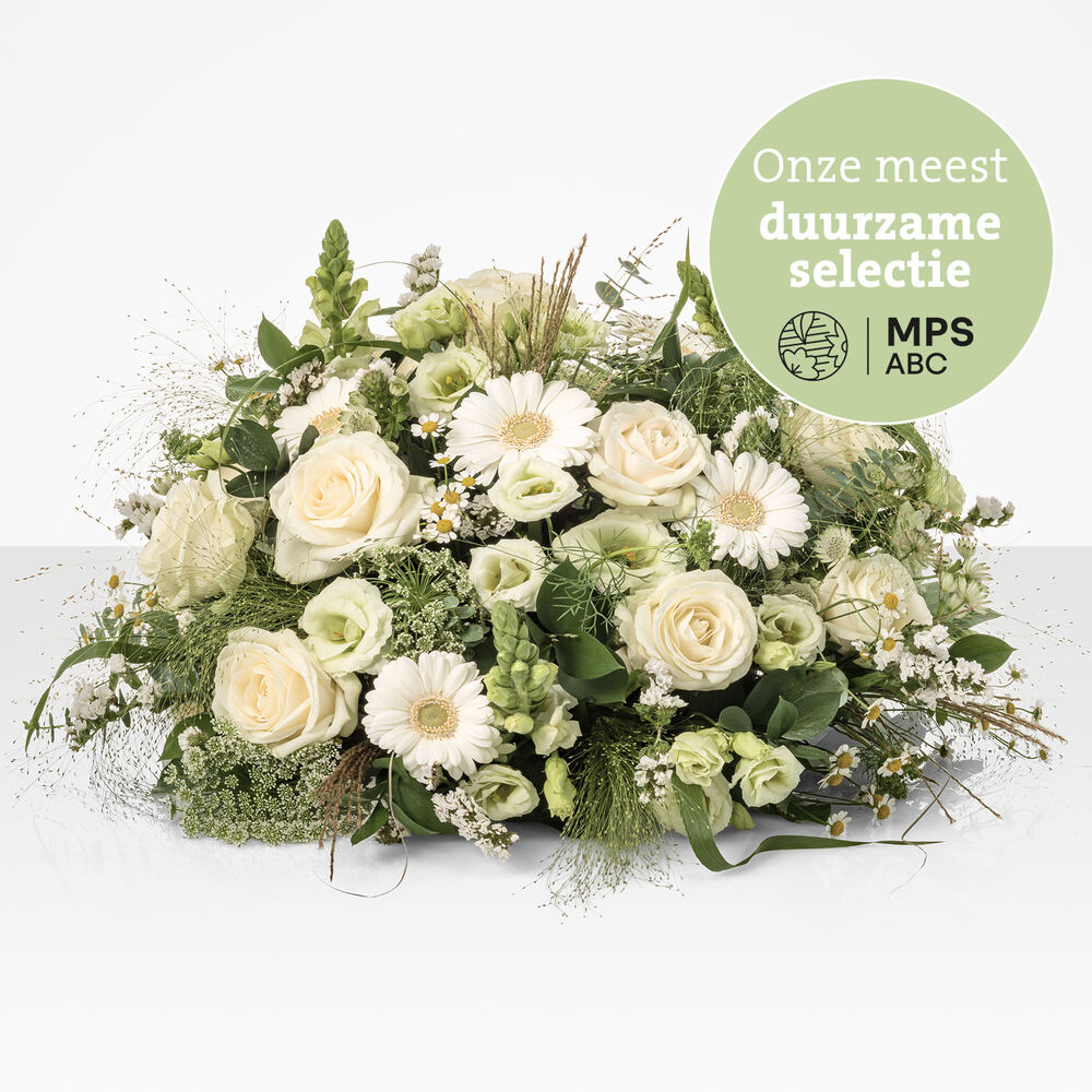 Green approved white funeral arrangement