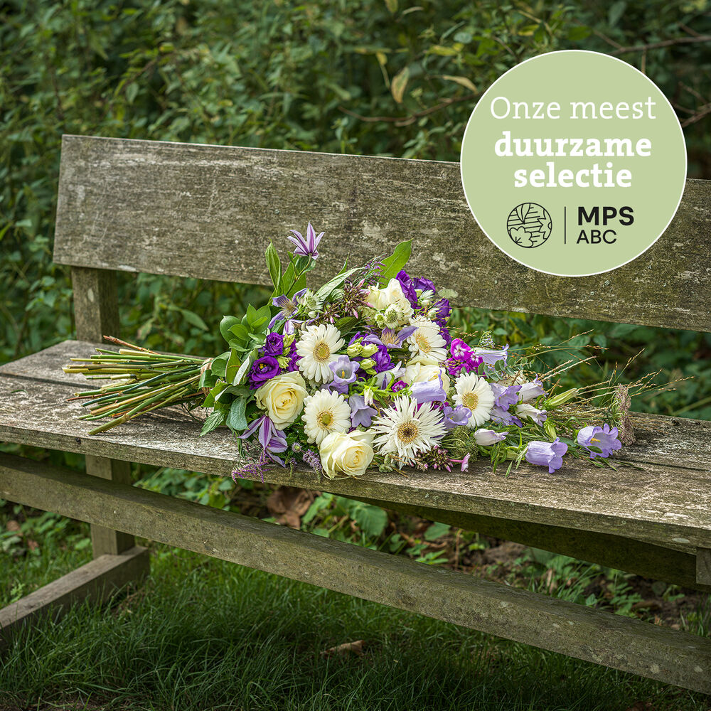Green approved pastel funeral bouquet