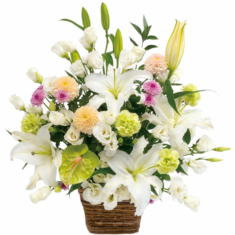 Large sympathy arrangement in white with some pastel colors