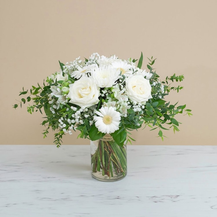 Funeral bouquet with roses and gerberas